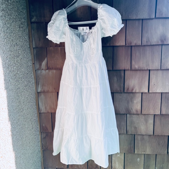 Revolve ASTR Sweetheart Neck Tiered Ruffle Cotton Midi Dress - Picture 7 of 17